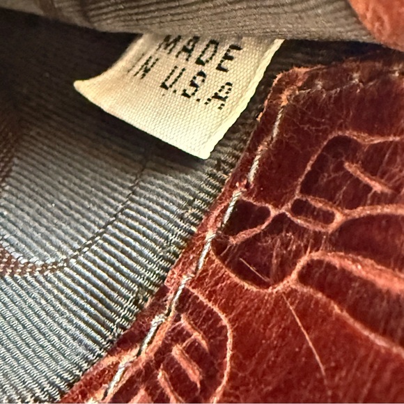 Carlos Falchi Western Cowboy Leather Brown Embossed Crossbody Bag - Picture 7 of 9